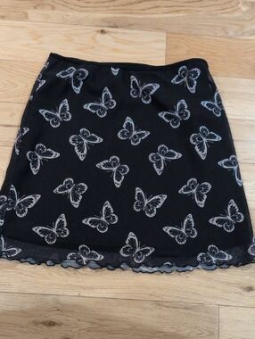 art class Black Skirt with Light Gray Butterfly Print